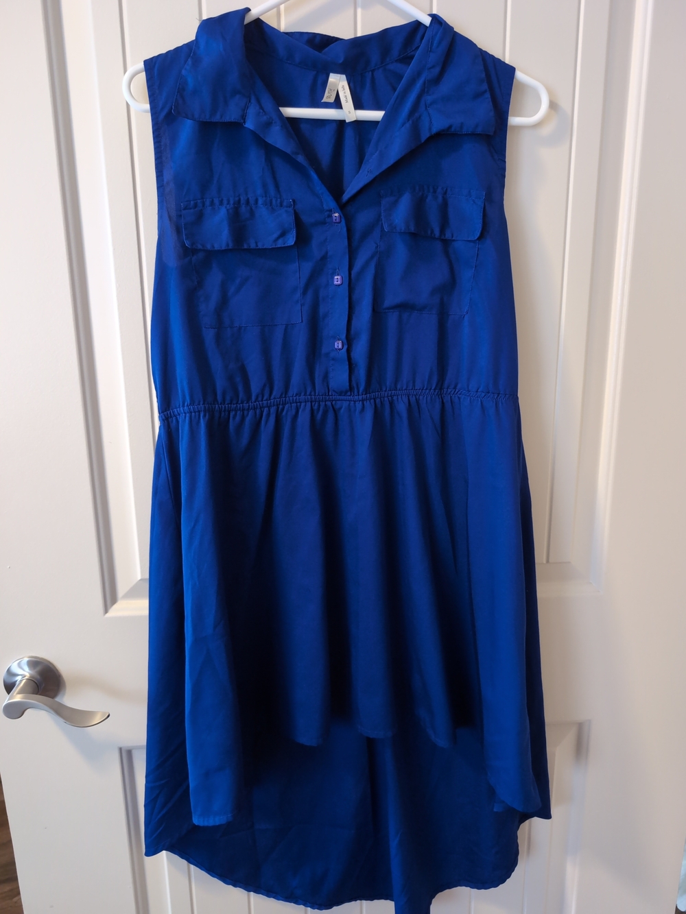 Sleevless Royal Blue High-Low Dress